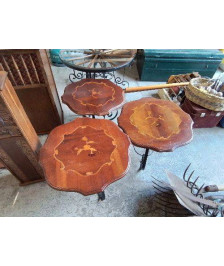TABLE BASSE BOIS ET FER MOTIF FLORAL
