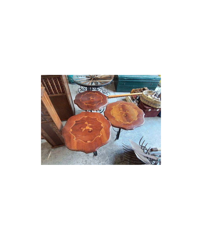 TABLE BASSE BOIS ET FER MOTIF FLORAL