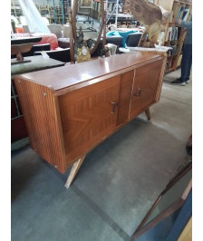 ENFILADE BOIS CLAIR 2 PORTES PIEDS COMPAS ANNÉES 50