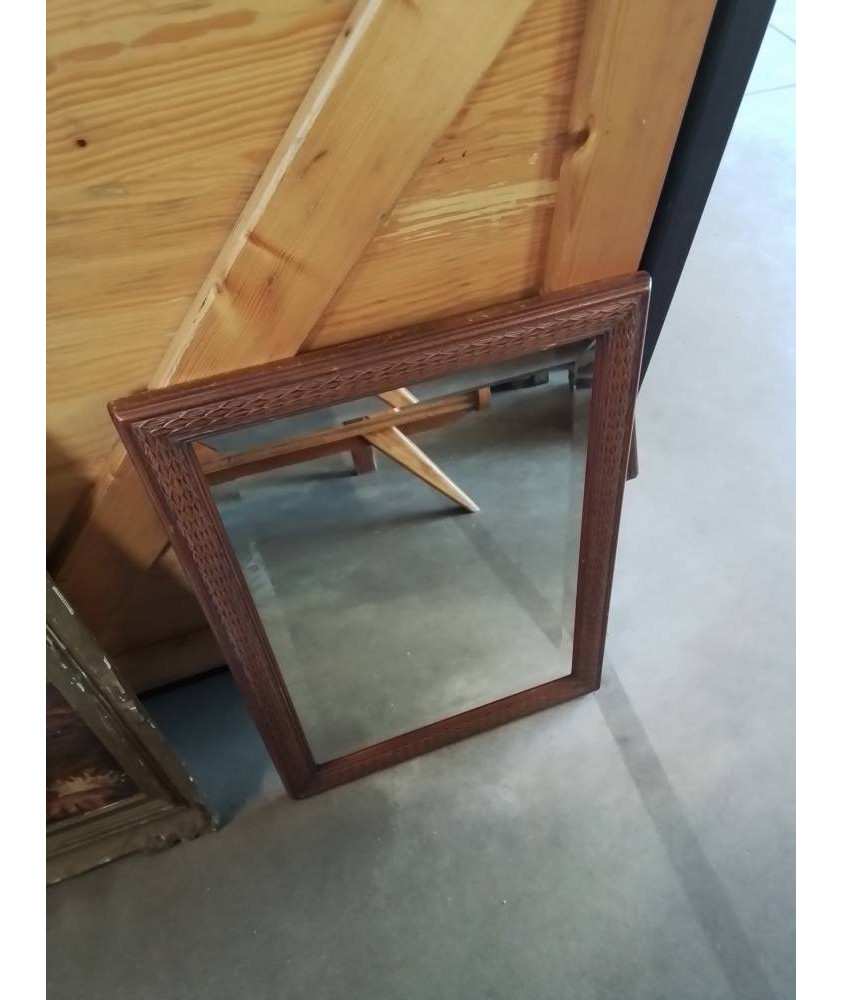 MIROIR RECTANGULAIRE BOIS SCULPTÉ DÉBUT XXE