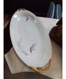 PLAT OVALE PORCELAINE  DORÉ LIMOGES 
