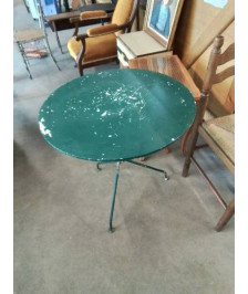TABLE RONDE JARDIN TRIPODE FER FORGÉ PEINT VERT
