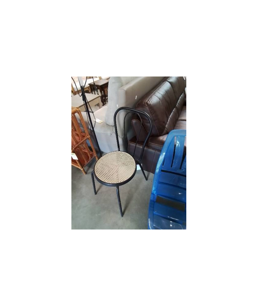 CHAISE BISTROT MÉTAL NOIR CINTRÉ ASSISE CANNÉE 