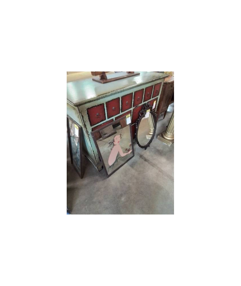 MIROIR RECTANGULAIRE DÉCOR FEMME AU CHAPEAU 