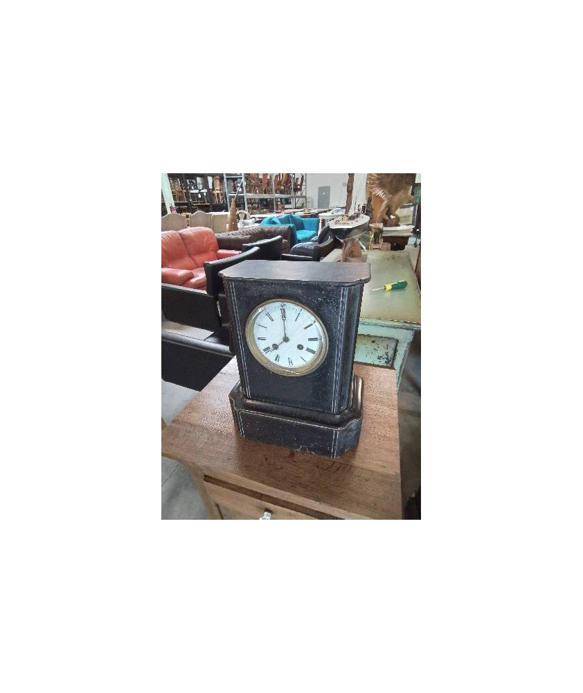 PENDULE DE CHEMINÉE MARBRE NOIR NAPOLÉON III EN L\'ÉTAT 