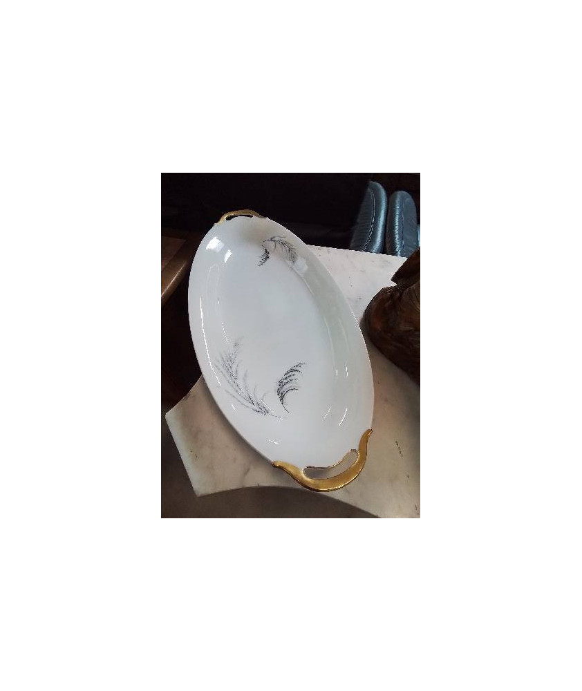 PLAT OVALE PORCELAINE  DORÉ LIMOGES 