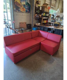 CANAPÉ D’ANGLE CONVERTIBLE PU ROUGE