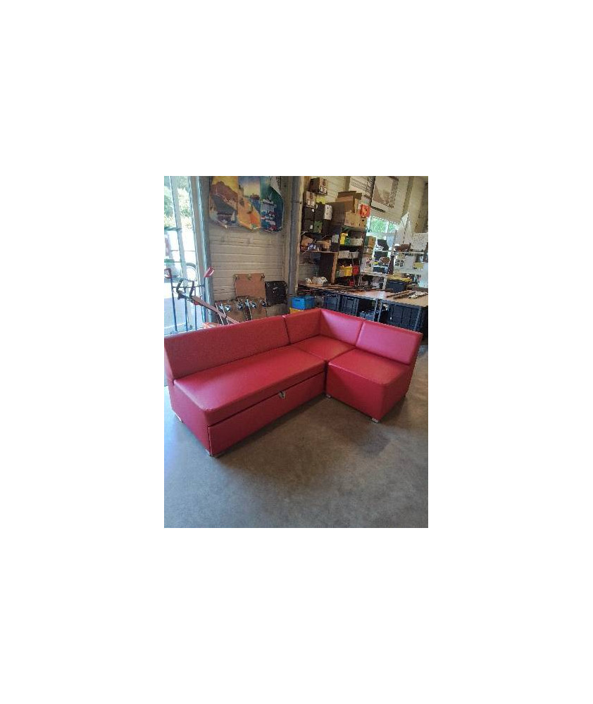 CANAPÉ D’ANGLE CONVERTIBLE PU ROUGE