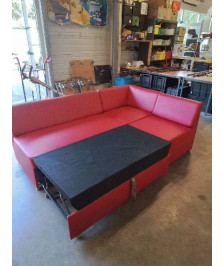 CANAPÉ D’ANGLE CONVERTIBLE PU ROUGE
