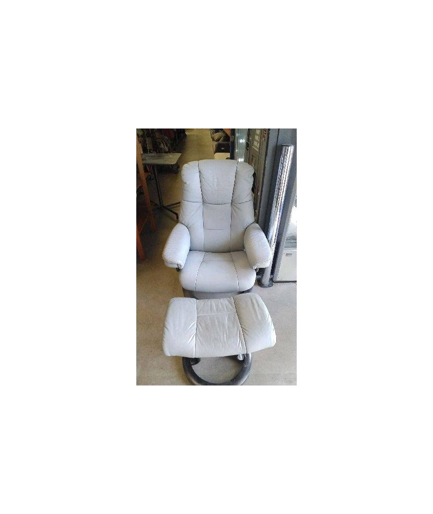 FAUTEUIL RELAX GRIS + REPOSE PIED