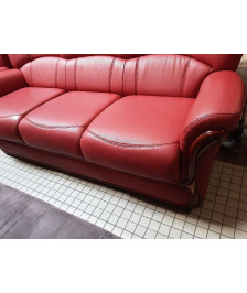 CANAPÉ CUIR ROUGE+1 FAUTEUIL