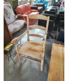 FAUTEUIL DE CHEMINÉE BOIS CLAIR PAILLÉ 