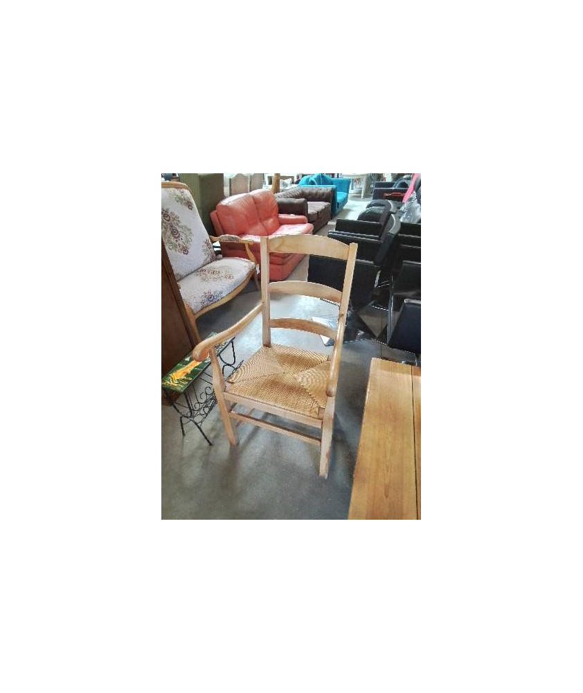 FAUTEUIL DE CHEMINÉE BOIS CLAIR PAILLÉ 