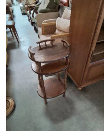 CONSOLE OVALE A GALERIE ET COLONNES 3 NIVEAUX 1 TIROIR  