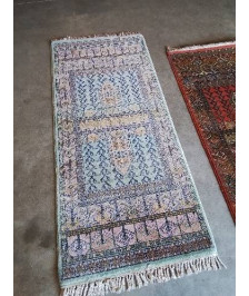 TAPIS LAINE VERT ROSE JAUNE ECRU 175X80CM