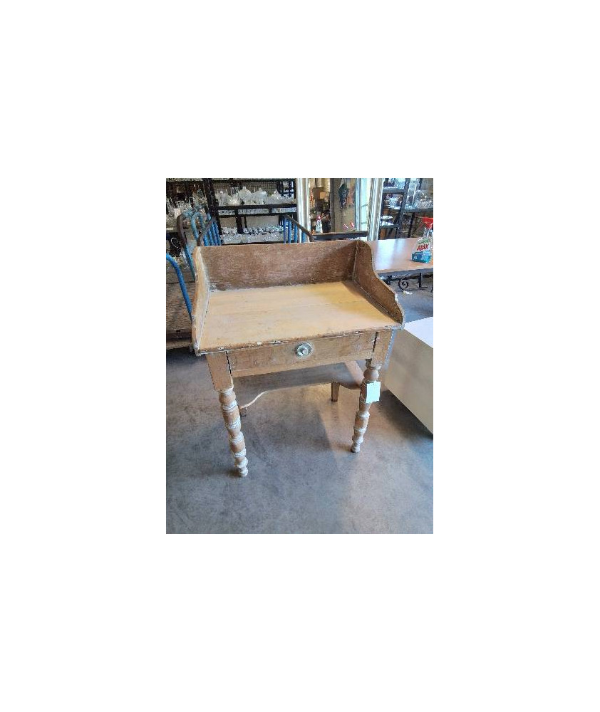TABLE DE TOILETTE BOIS NATUREL 1 TIROIR LOUIS PHILIPPE 