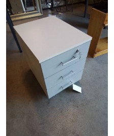 CAISSON DE BUREAU A ROULETTES BOIS BLANC ET GRIS 3 TIROIRS 