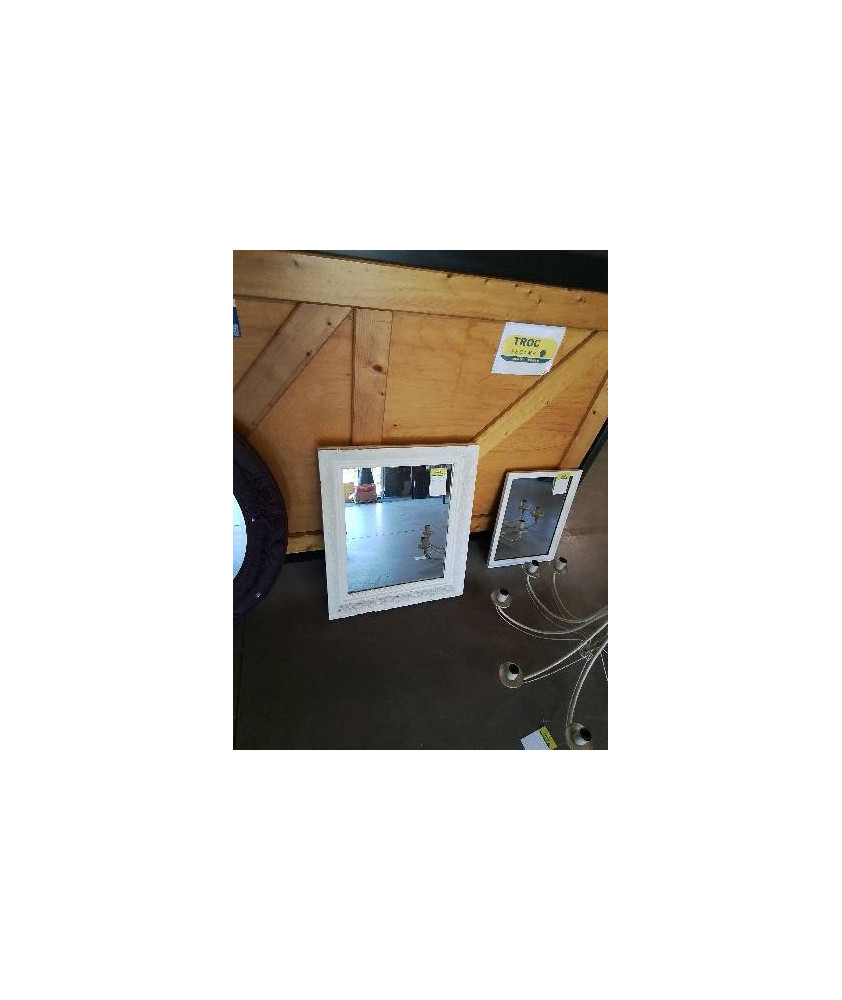 MIROIR RECTANGULAIRE BOIS PEINT BLANC 