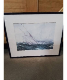 GRAVURE VOILIER PAR GROS TEMPS 