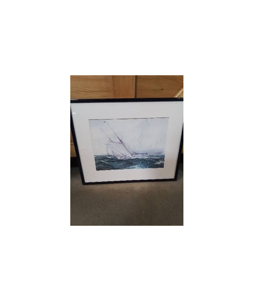 GRAVURE VOILIER PAR GROS TEMPS 