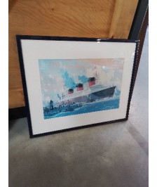 GRAVURE PAQUEBOT NORMANDIE 