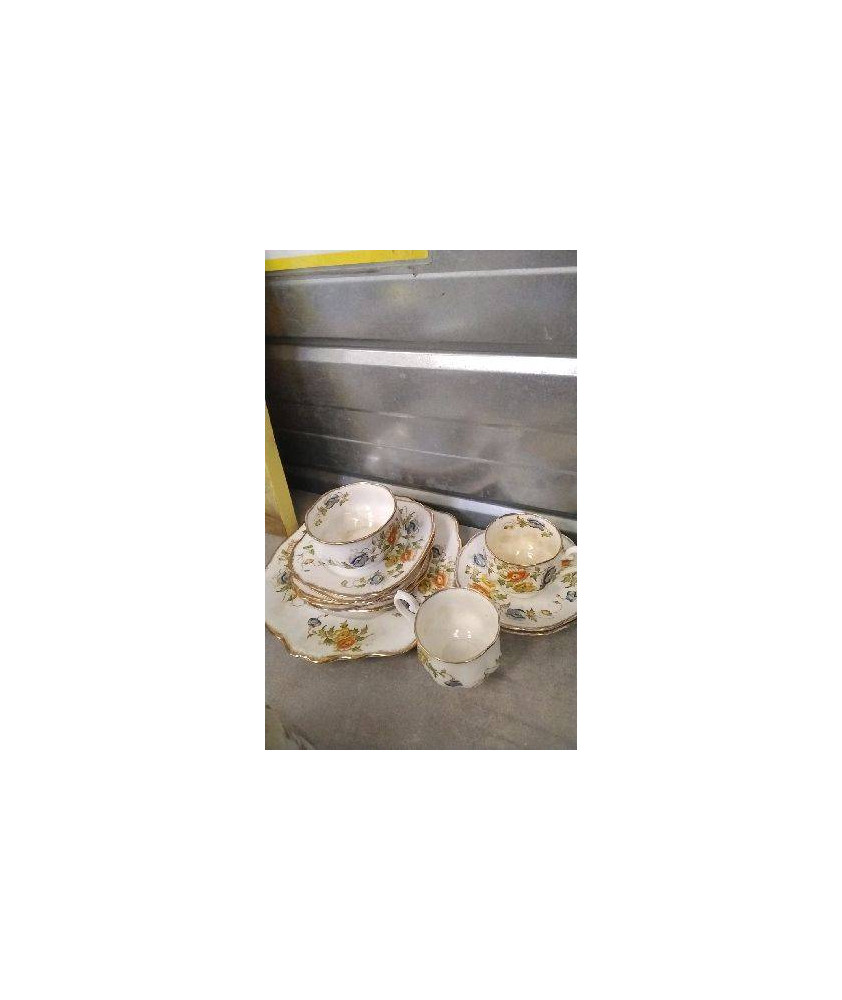 SERVICE A DESSERT + TETE A TETE PORCELAINE ANGLAISE 