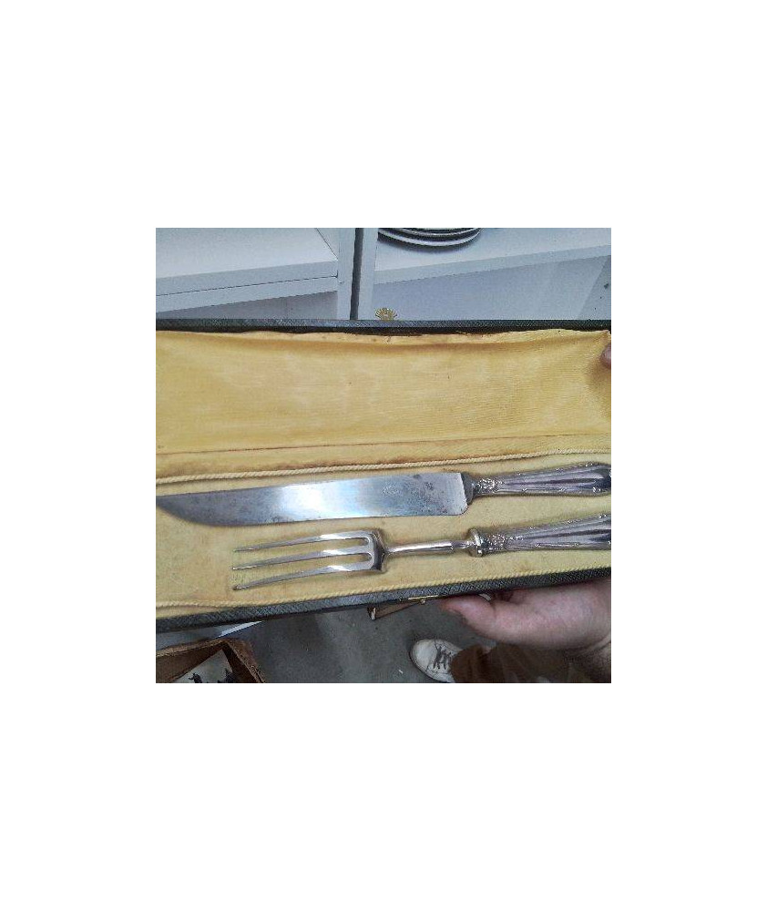 PAIRE COUVERTS METAL ARGENTÉ 