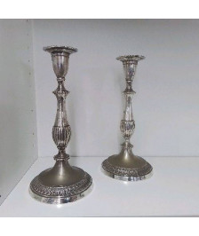 PAIRE BOUGEOIR SIGNÉ LÉONARD METAL ARGENTÉ 
