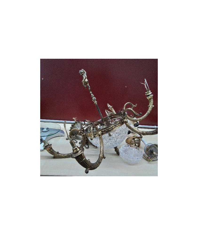 LUSTRE 6 BRAS CRISTAL ANGELOT EN L’ETAT