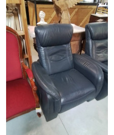 FAUTEUIL RELAX MANUEL CUIR BLEU 