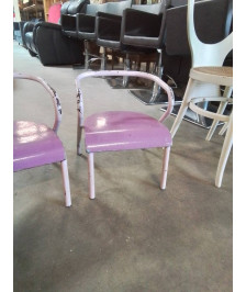 CHAISE D’ÉCOLIER BOIS ET MÉTAL ROSE ANNÉES 50