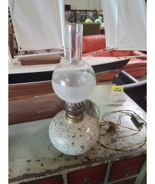 LAMPE A PÉTROLE ÉLECTRIFIÉE CÉRAMIQUE GRÈS VERNISSÉ 