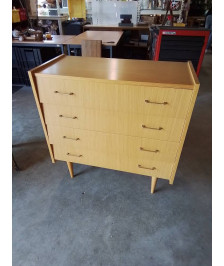 COMMODE BOIS CLAIR 4 TIROIRS ANNÉES 70