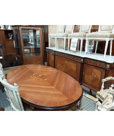 SAM MARQUETÉE  ENFILADE+ARGENTIER +TABLE+6 CHAISES+2 CABRIOLETS