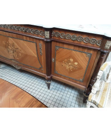 SAM MARQUETÉE  ENFILADE+ARGENTIER +TABLE+6 CHAISES+2 CABRIOLETS
