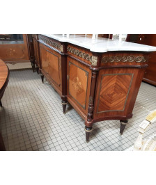 SAM MARQUETÉE  ENFILADE+ARGENTIER +TABLE+6 CHAISES+2 CABRIOLETS