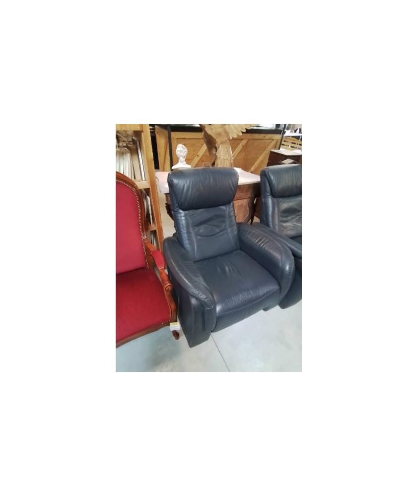 FAUTEUIL RELAX MANUEL CUIR BLEU 
