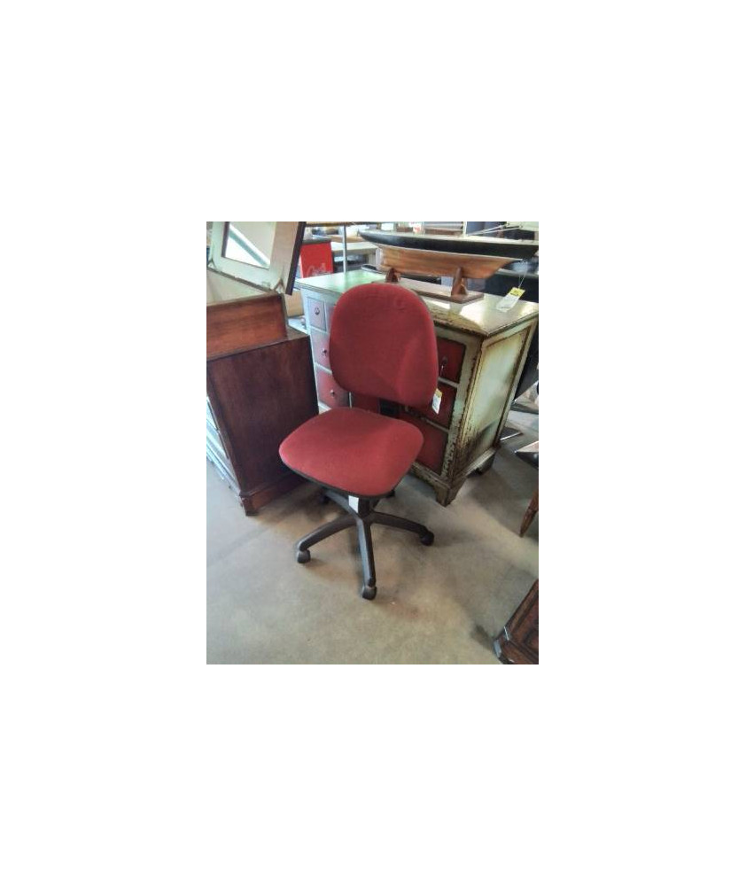 CHAISE DE BUREAU A ROULETTES PIÈTEMENT RÉSINE NOIR ASSISE ET DOSSIER TISSU ROUGE 