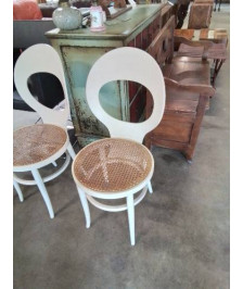 4 CHAISES BOIS BLANC CANNÉ BAUMANN MODÈLE MOUETTE ANNÉES 60/70