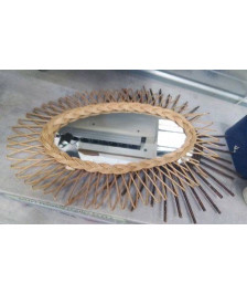 MIROIR OVALE ROTIN EN LETAT 