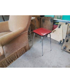 TABOURET ANNEES 60 SKY ROUGE