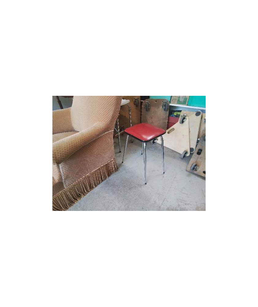 TABOURET ANNEES 60 SKY ROUGE