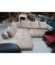CANAPE D ANGLE GAUCHE VELOURS TAUPE
