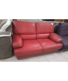 CANAPE 2P CUIRE ROUGE