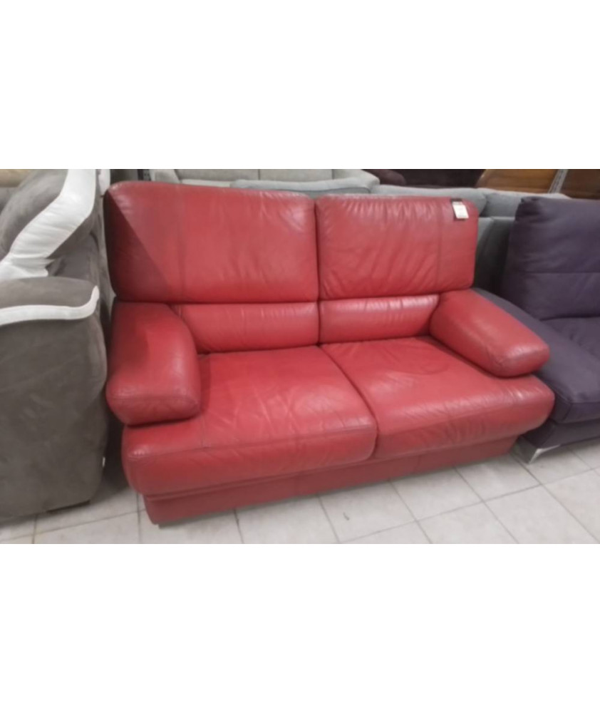 CANAPE 2P CUIRE ROUGE