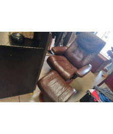 FAUTEUIL RELAX MARRON + REPOSE PIED STORDAL