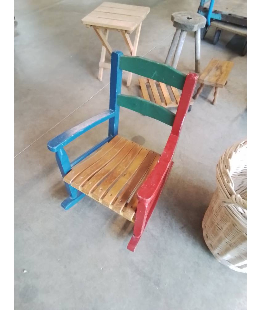 FAUTEUIL A BASCULE ENFANT BOIS COLORÉ 