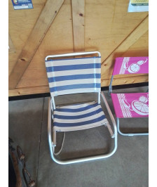 SIEGE DE PLAGE ALU ET TOILE BLEU ET BLANC