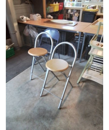 TABOURET PLIANT METAL ET BOIS