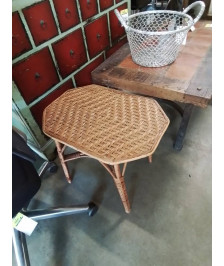 TABLE BASSE OCTOGONAL ROTIN ET VANNERIE ANNÉES 50